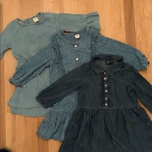 Bundle/ lot of three Gap denim dresses size 4T